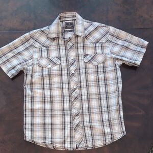 Marc Ecko Men's Plaid Short Sleeve Shirt - Brown